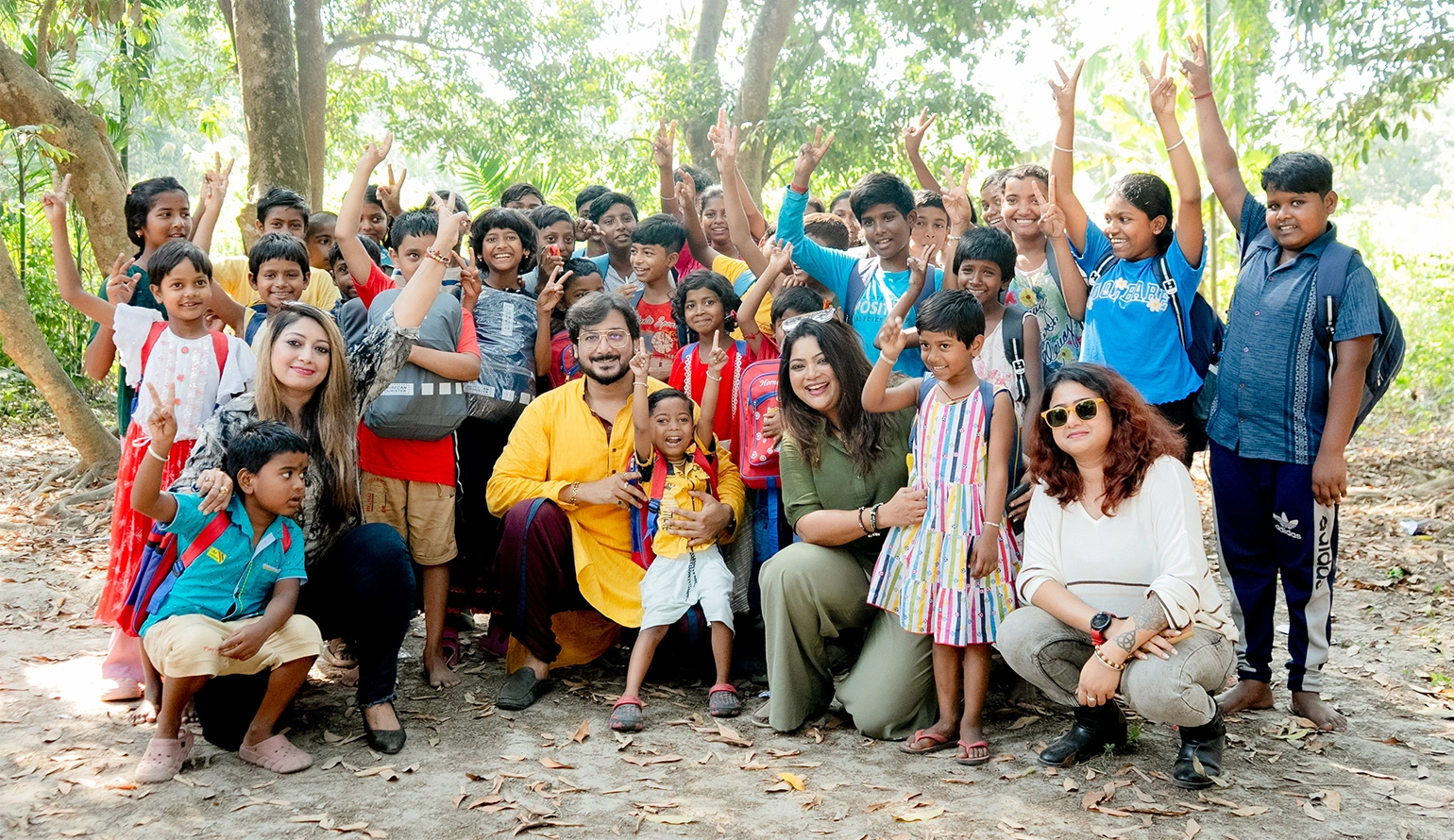 Students volunteering at Nabatara Foundation NGO in Kolkata helping children and elderly