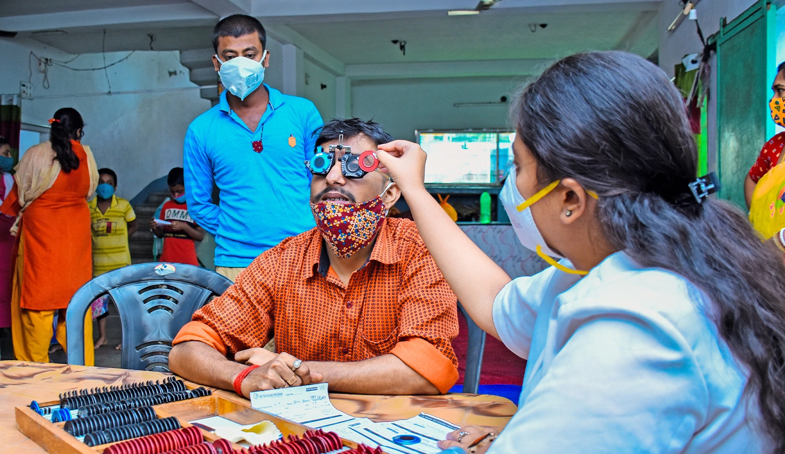 Volunteers of Nabatara Foundation helping visually impaired individuals through education and community support